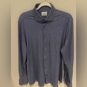 Emanuel Berg Men's Premium Modern Fit Jersey Knit light Blue  Dress Shirt